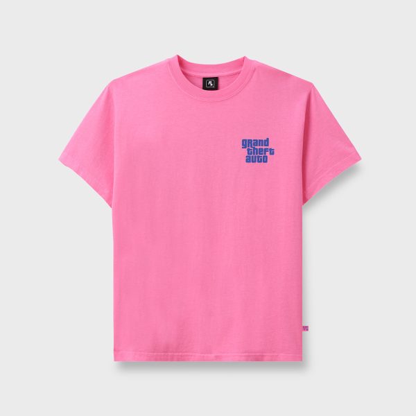 Pink GTA 6 Logo Tee front view